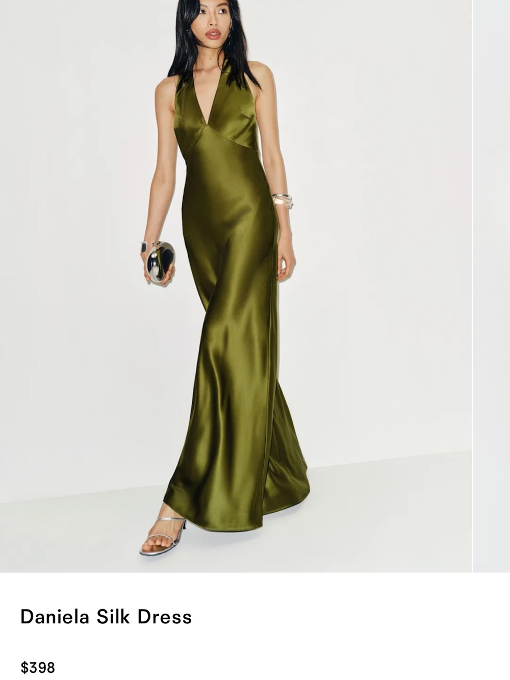 Reformation Daniela Silk Dress in Pear - 6